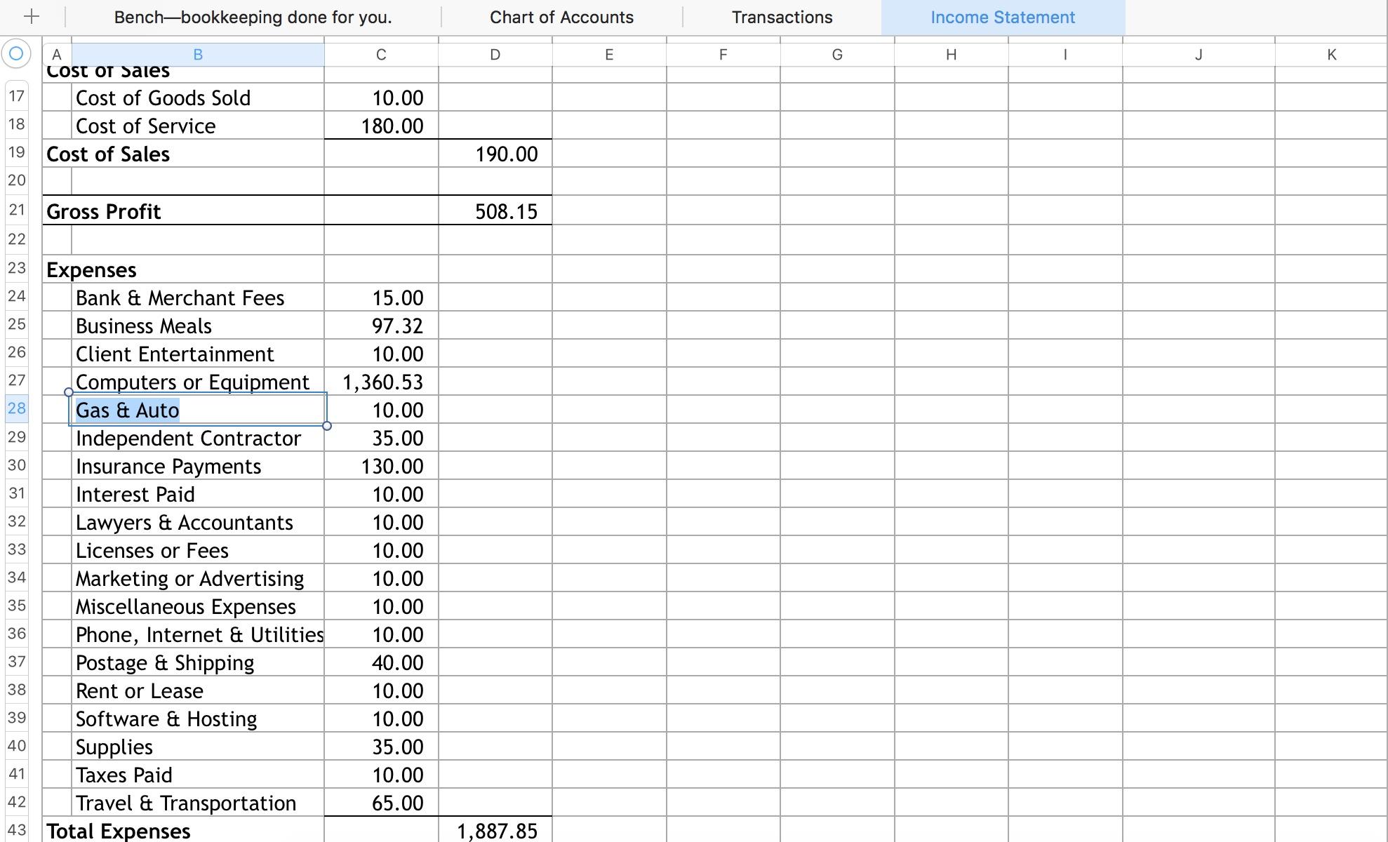 Chart of accounts excel template free download